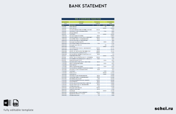 Цифровая загрузка шаблона Excel реальных случайных банковских транзакций