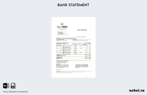 скачать в цифровом формате шаблон выписки по счету Angola Banco Yetu