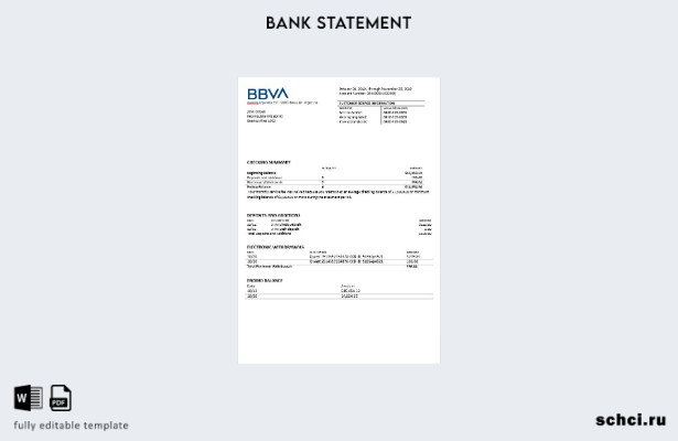 скачать цифровой шаблон выписки по счету BBVA в Аргентине