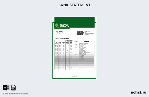 скачать цифровую версию Angola Banco Comercial Angolano, шаблон выписки по счету