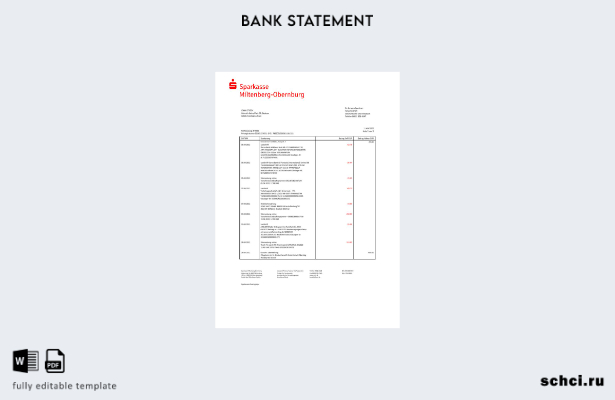 цифровая загрузка Германия Sparkasse Милтенбург Обернбург слово шаблон выписки п