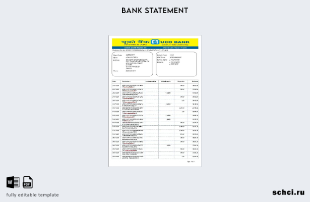 цифровая загрузка ИНДИИ Шаблон словесной версии банковской выписки UCO