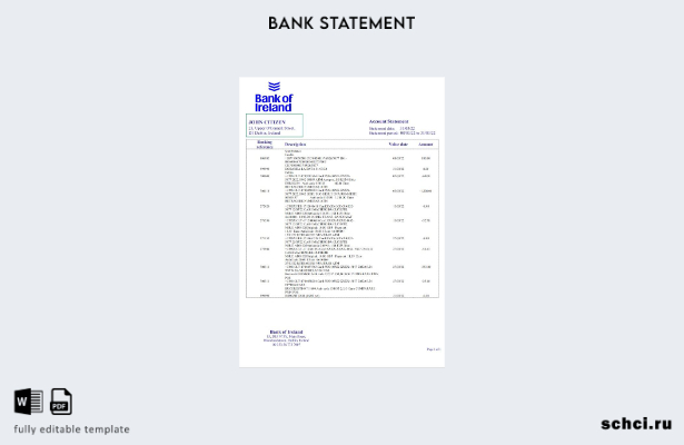 цифровая загрузка Ирландии Шаблон слова заявления Банка Ирландии