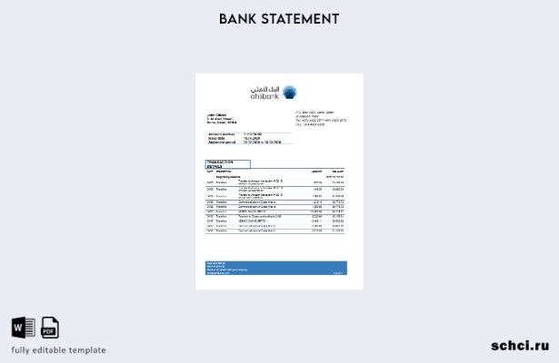 цифровая загрузка Катар Ahlibank, подтверждение адреса, шаблон слова банковской
