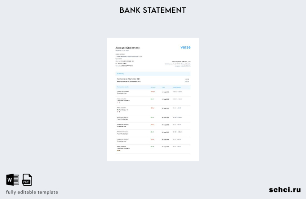 цифровая загрузка Литва Verse Payments выписка по счету слово шаблон