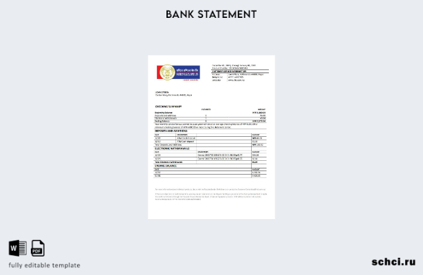 цифровая загрузка Непал Шаблон слова банковской выписки Rastriya Banijya