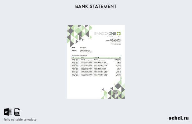 цифровая загрузка Парагвай Banco Continental S.A.E.C.A. Шаблон слова банковской