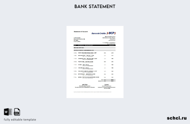 цифровая загрузка Перу Шаблон Excel банковской выписки Banco de Credito del Peru
