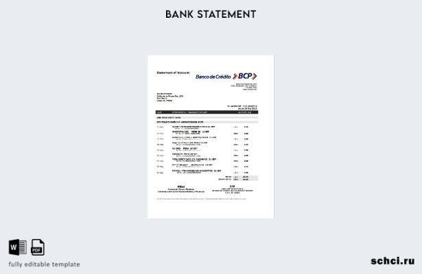 цифровая загрузка Перу Banco de Credito del Peru (BCP) шаблон слова банковской в
