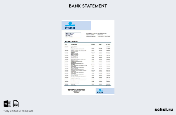 цифровая загрузка Чехия Československá Obchodní Banka шаблон слова банковской вы