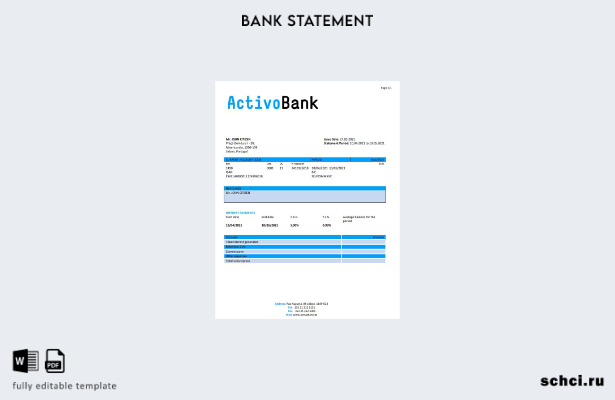 цифровая загрузка шаблон слова банковской выписки Portugal Banco Activobank S.A.