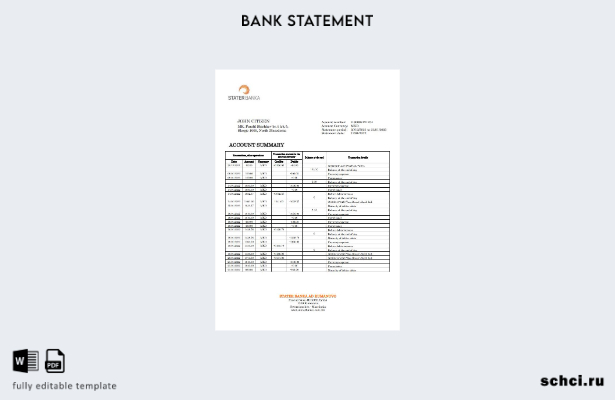 цифровая загрузка шаблон слова банковской выписки Stater Banka Северной Македони