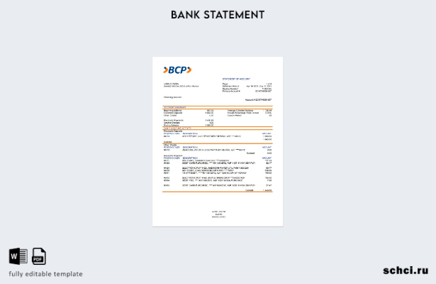 цифровая загрузка шаблон слова выписки из банка Боливии Banco de crédito de boli