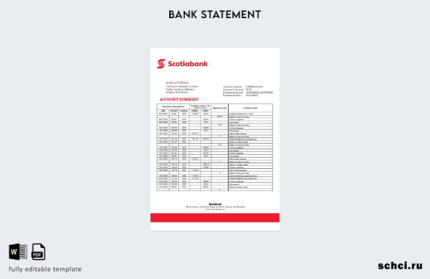 цифровая загрузка шаблона банковской выписки банка Scotiabank Антигуа и Барбуды