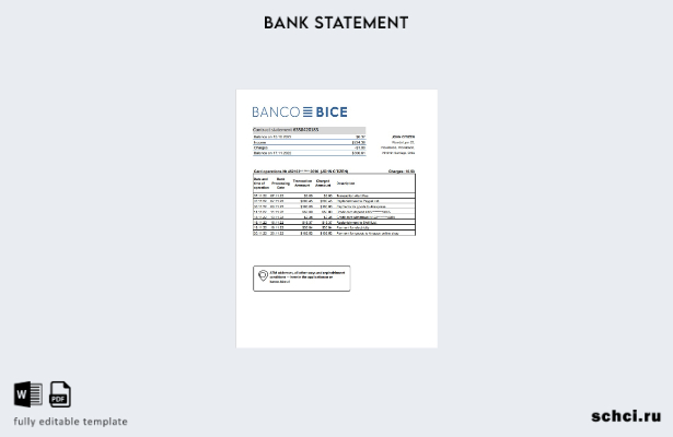 цифровая загрузка шаблона версии Excel банковской выписки Чили Banco Bice