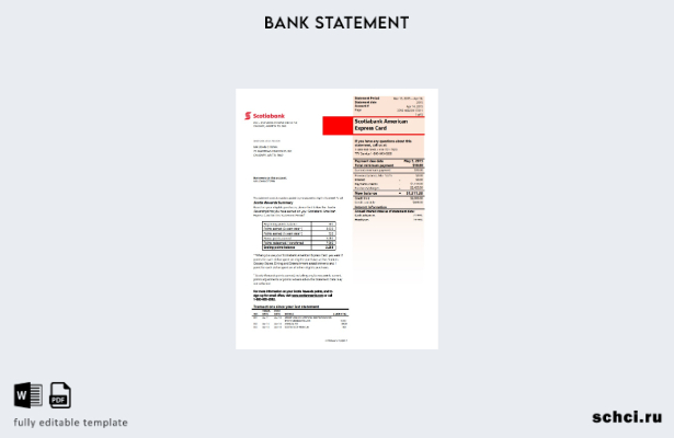 цифровая загрузка шаблона выписки банка Scotiabank в Канаде