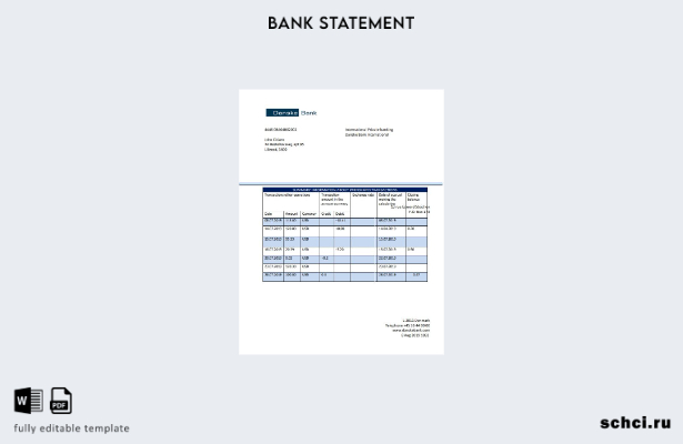 цифровая загрузка шаблона слова банковской выписки Дании Danskebank
