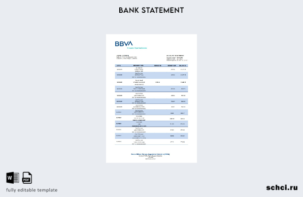 цифровая загрузка шаблона слова банковской выписки Колумбии BBVA