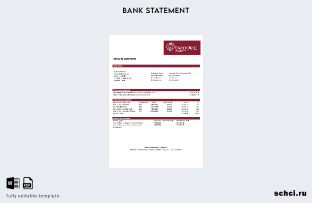 цифровая загрузка шаблона слова банковской выписки Кубы Bandec Banco de Credito