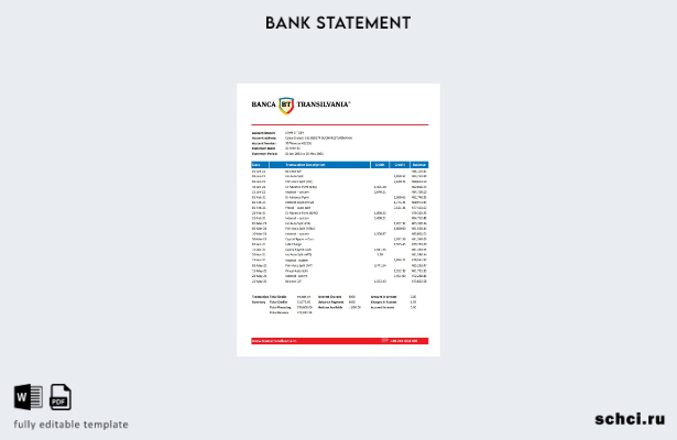 цифровая загрузка шаблона слова банковской выписки Румыния Banca Transilvania