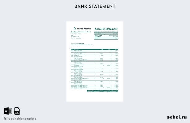 цифровая загрузка шаблона слова банковской выписки в Испании BancaMarch