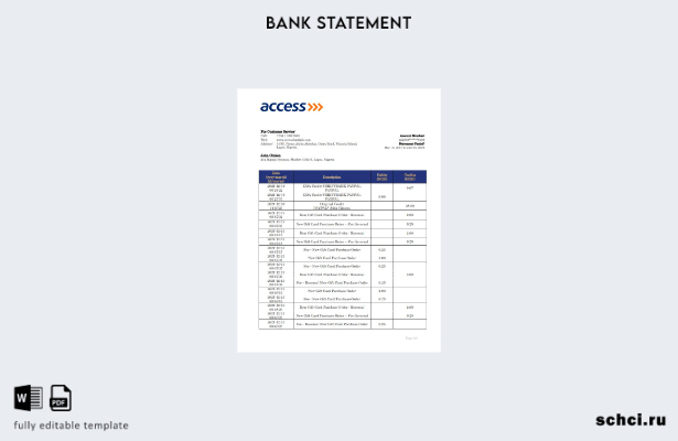 цифровая загрузка шаблона слова банковской выписки в Нигерии Access