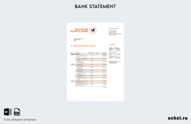 цифровая загрузка шаблона слова банковской выписки BANQUE Populaire du Maroc