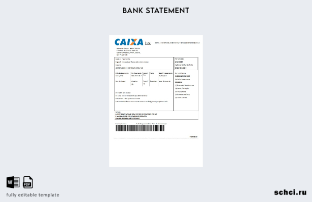 цифровая загрузка шаблона слова банковской выписки Caixo в Бразилии