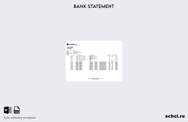 цифровая загрузка шаблона слова банковской выписки Eswatini Swazibank Limited