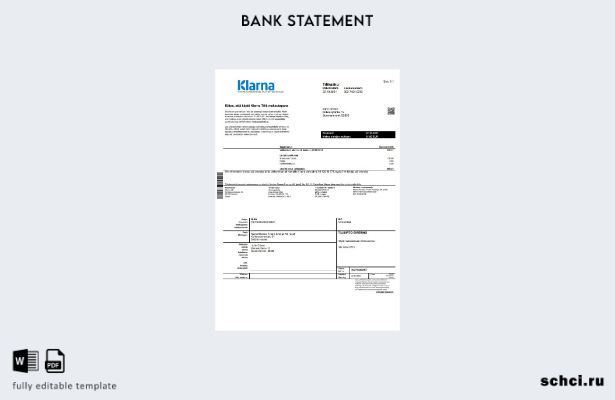 цифровая загрузка шаблона слова банковской выписки Klarna в Финляндии