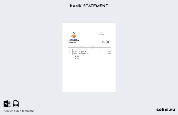 цифровая загрузка шаблона слова банковской выписки Rabobank в Нидерландах