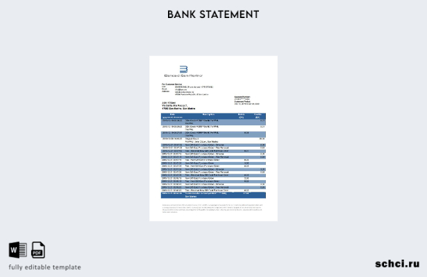 цифровая загрузка шаблона слова банковской выписки San Marino Banca di San Marin