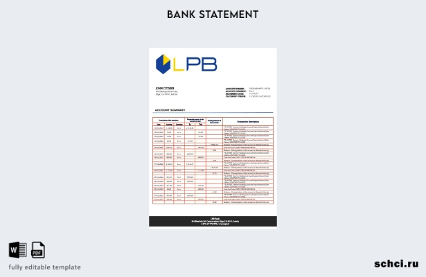 цифровая загрузка шаблона слова выписки из банка Латвии LPB