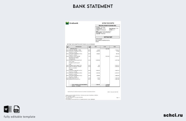 цифровая загрузка шаблона слова выписки из банка Того Orabank