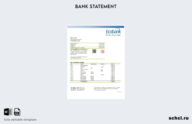 цифровая загрузка шаблона слова выписки из банка Ecobank Конго