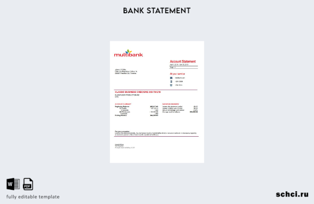 цифровая загрузка шаблона слова выписки из банка Panama Multibank