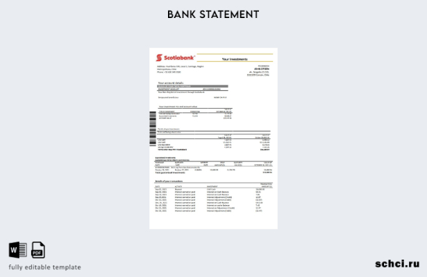 цифровая загрузка шаблона слова выписки из банка Scotiabank в Чили