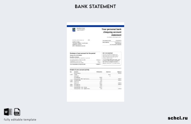цифровая загрузка шаблона словесной версии банковской выписки Королевского банка