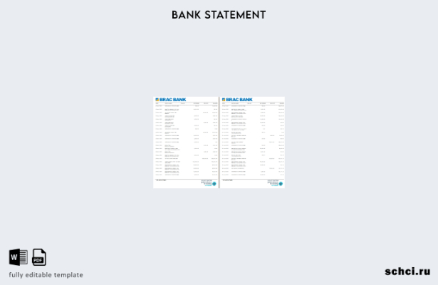 цифровая загрузка шаблона страниц банковской выписки BRAC в Бангладеш 1
