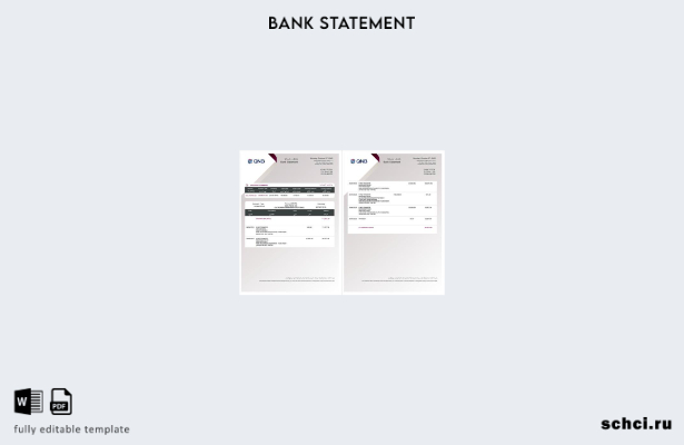 цифровая загрузка шаблона страниц выписки по банковскому счету QNB в Катаре