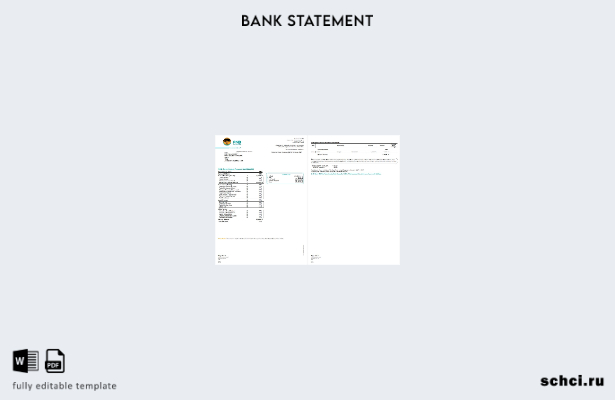 цифровая загрузка шаблона страниц выписки по счету банка FNB Южной Африки