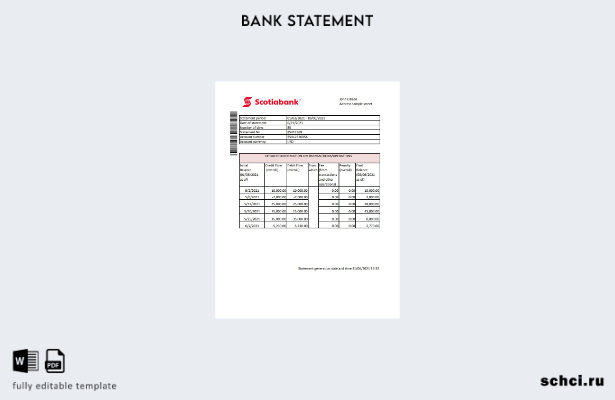 цифровая загрузка шаблона Excel банковской выписки Гонконгского банка Scotiabank