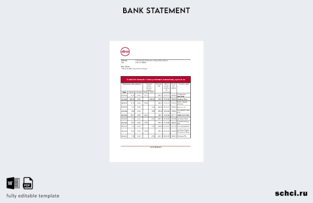 цифровая загрузка шаблона Excel банковской выписки Мозамбика ABSA