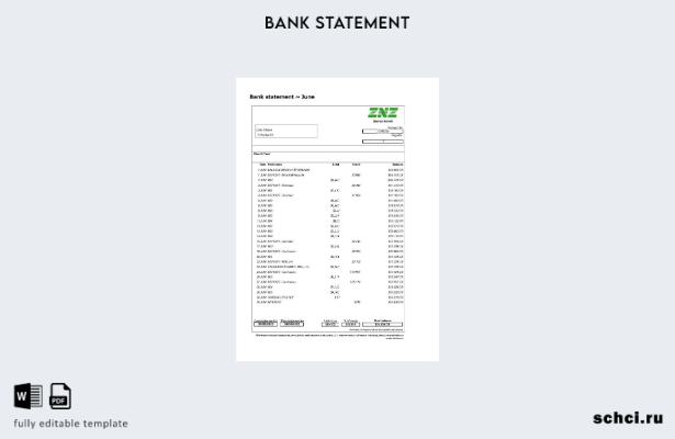 цифровая загрузка шаблона Excel банковской выписки Сиднея ZNZ