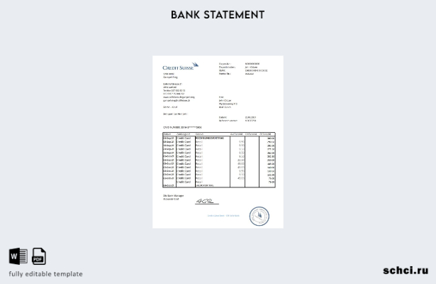 цифровая загрузка шаблона Excel банковской выписки Швейцарии Credit Suisse