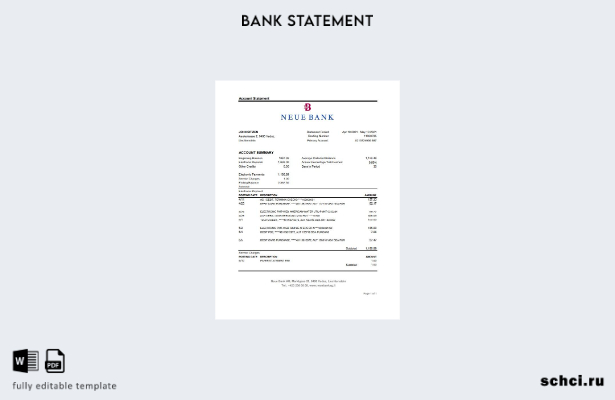 цифровая загрузка шаблона Excel банковской выписки в Лихтенштейне Neue Bank AG