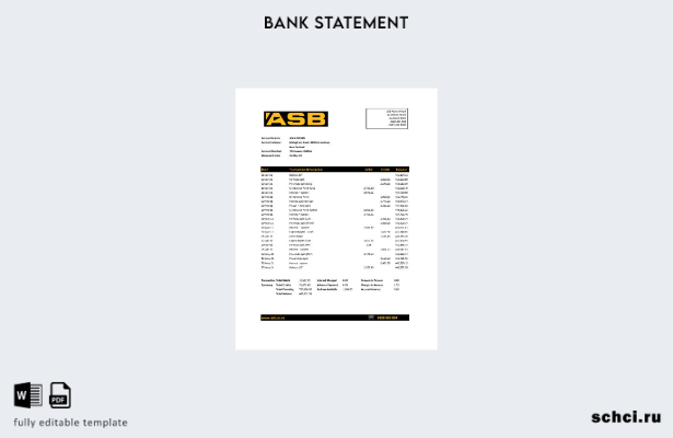цифровая загрузка шаблона Excel банковской выписки ASB Новой Зеландии
