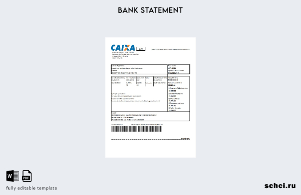 цифровая загрузка шаблона Excel банковской выписки Caixa Бразилии