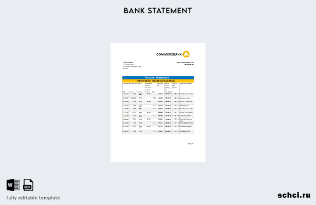 цифровая загрузка шаблона Excel банковской выписки Commerzbank Белиза