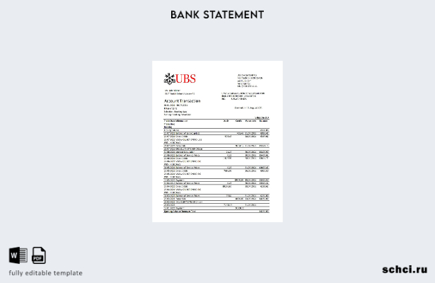 цифровая загрузка шаблона Excel банковской выписки UBS в Швейцарии